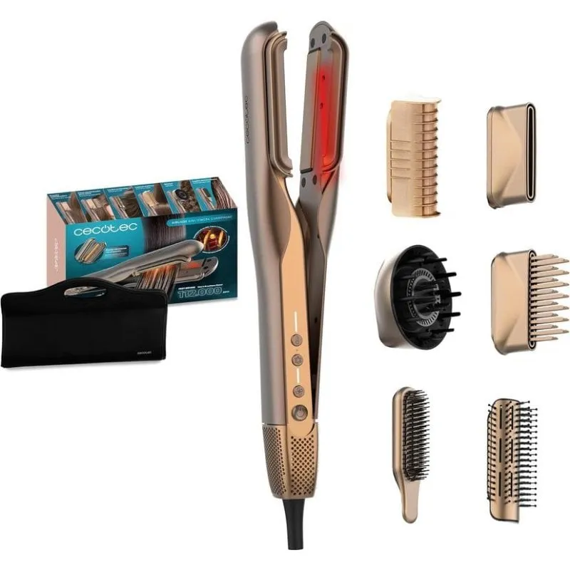 Piastra per Capelli Professionale Cecotec AirLisse 6in1 iTwerk 230ºC 4 Impostazioni Ionica Infrarossi Champagne