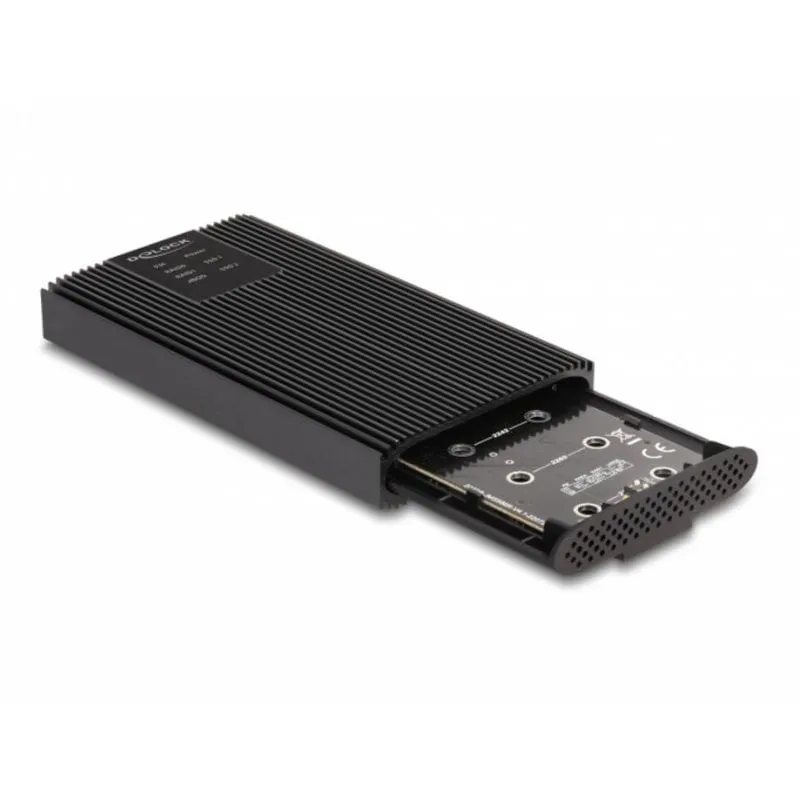 Caja PC Delock USB Type-C Metallo Nero per 2 SSD M.2 NVMe RAID senza attrezzi