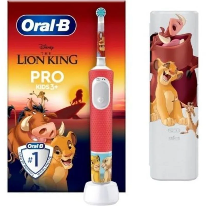 Spazzolino Elettrico Bimbi Oral-B Pro Kids Rey Lion 2 Modalità 1 Testina Timer Custodia