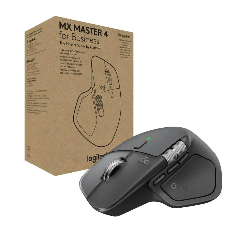 Mouse Logitech MX Master 4 for Business RF Bluetooth 8000 DPI Grafite 8 Pulsanti