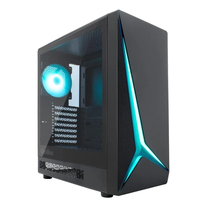 Case PC Coolbox GA450 Star Light ARGB Vetro Temprato Nero