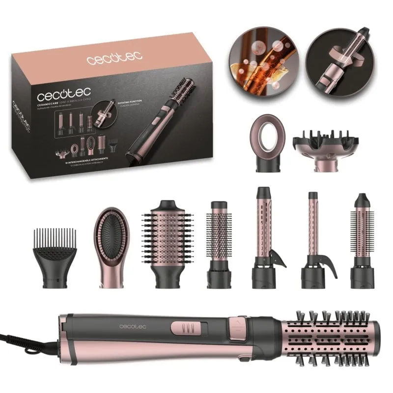Spazzola Modellante Multifunzione CeramicCare 10in1 AirBrush Gyro 1100W Ceramica Ionica 3 Temperature 10 Accessori