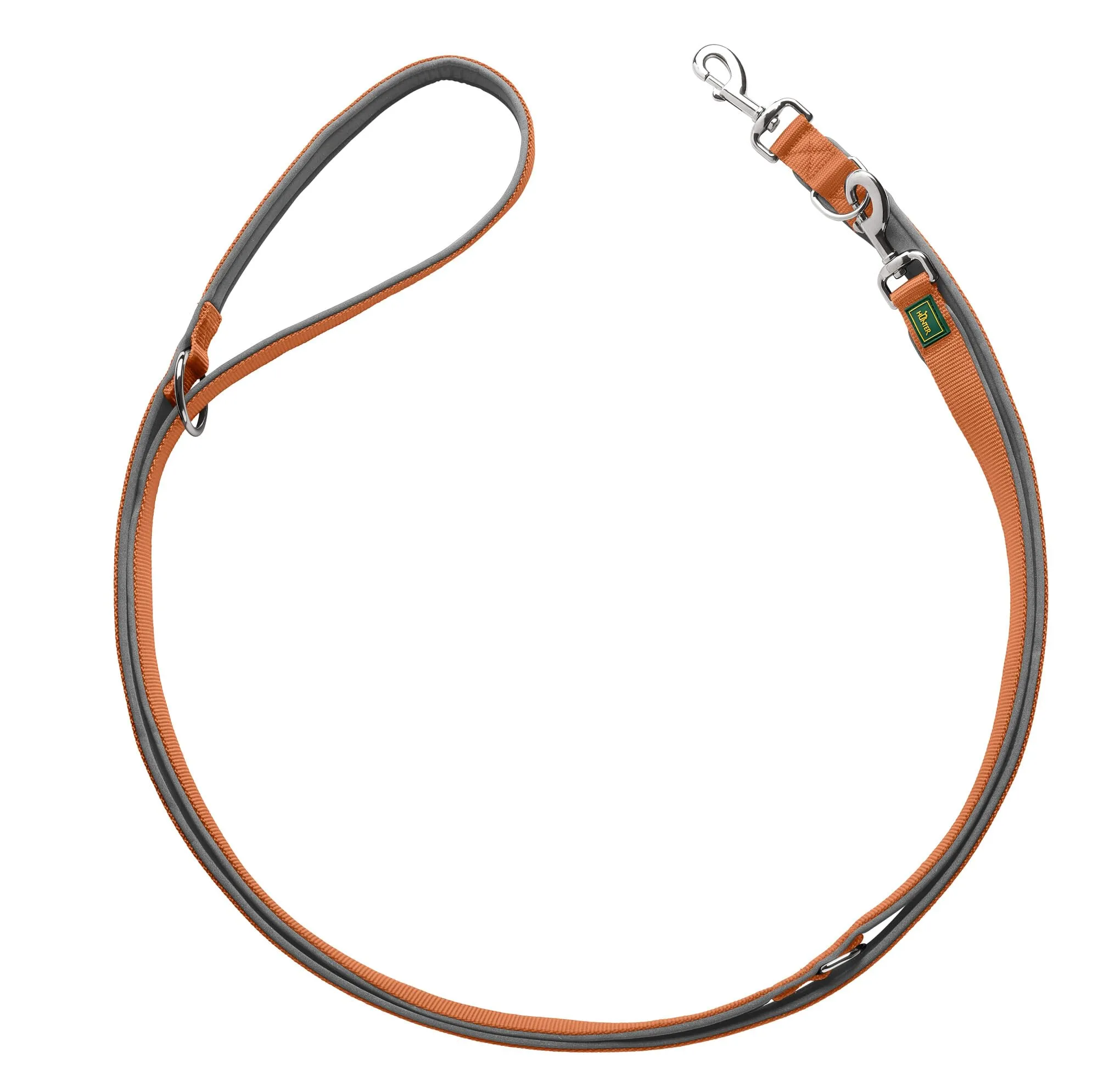 HUNTER Guinzaglio regolabile NEOPREN, colore grigio rame, nylon resistente, regolabile in 3 posizioni, morbida imbottitura in neoprene, ideale per tutti i giorni e l'allenamento, dimensioni: 25-200