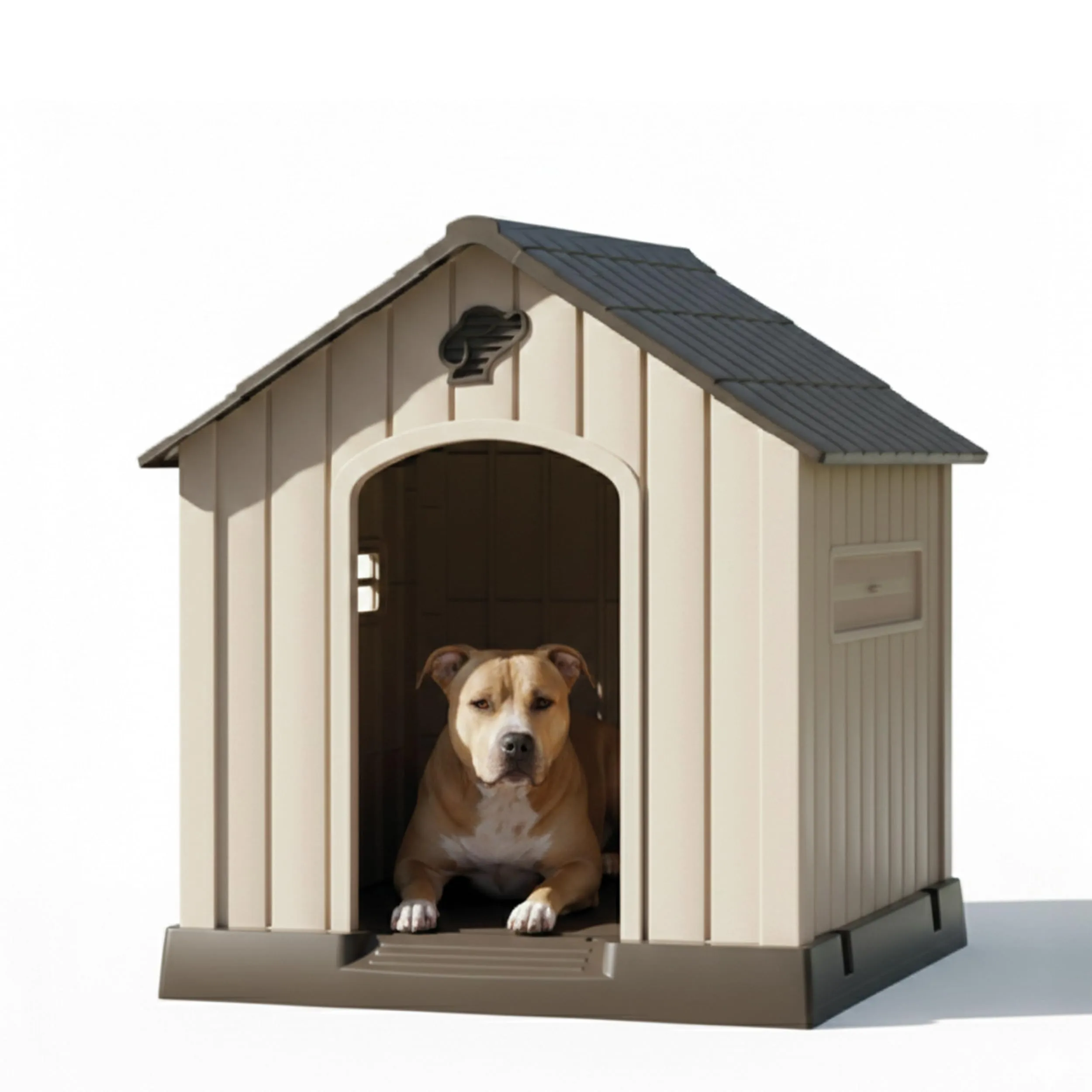 AQPET Cuccia Cani in Plastica M, Pavimento Rialzato, 77x82x82 cm, Marrone