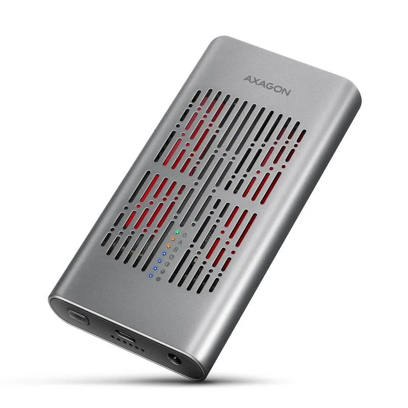 Case PC Axagon EEM2-20GD M.2 Alluminio Nero Grigio con Ventola USB-C