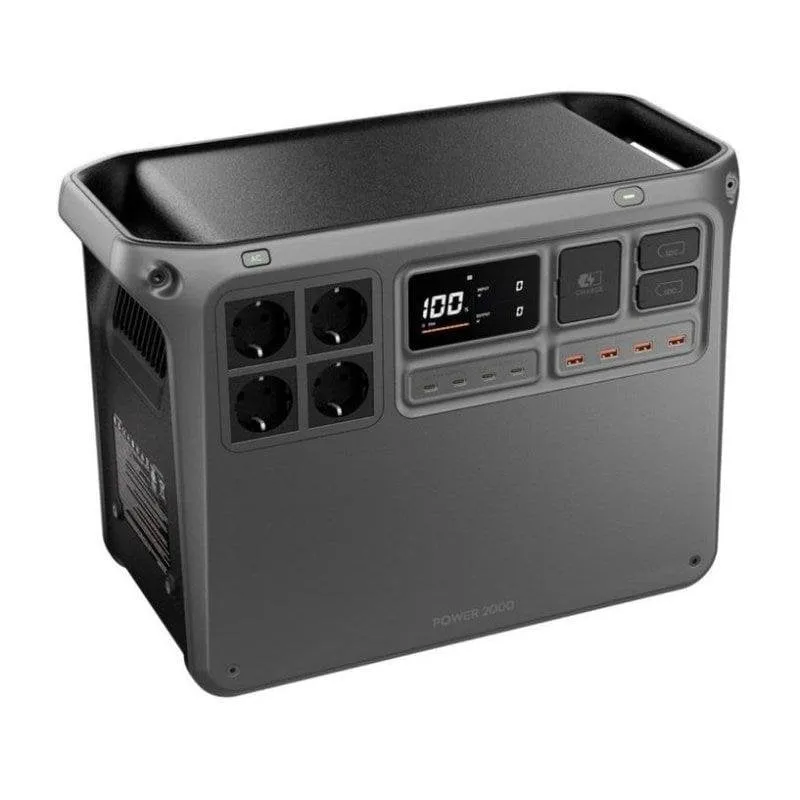 Stazione di energia DJI Power 2000 2048Wh 4 porte AC e 8 USB Batteria LMFP Schermo LCD Ricarica solare