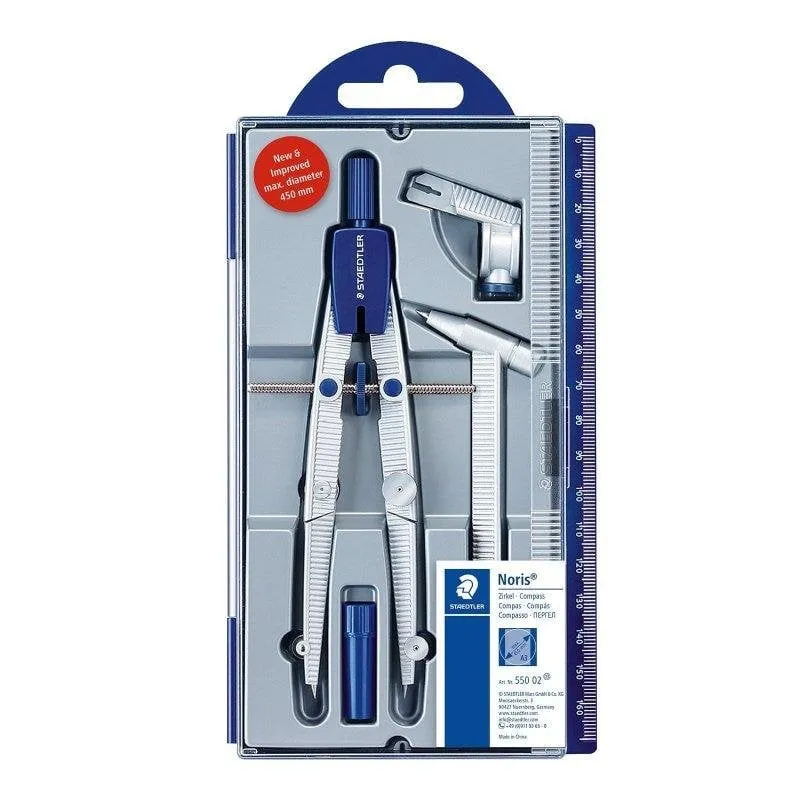 Compasso di precisione Staedtler Noris con adattatore universale e tubo mine, astuccio compatto