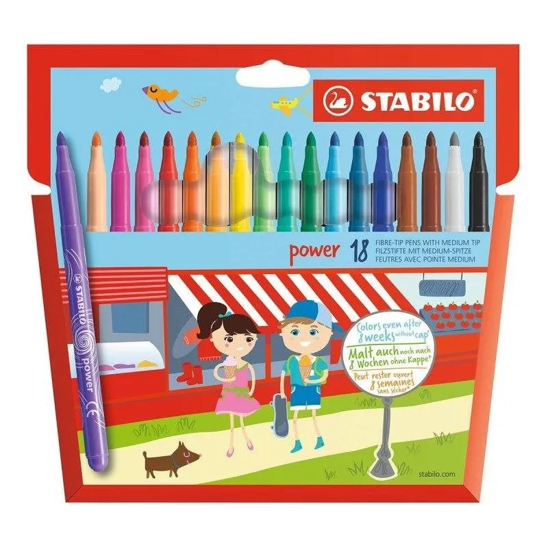 Set di 18 Pennarelli Scolastici STABILO Power