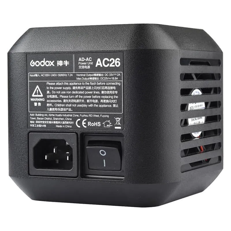 Adattatore alimentazione Godox AC-26 per flash AD600Pro con cavo