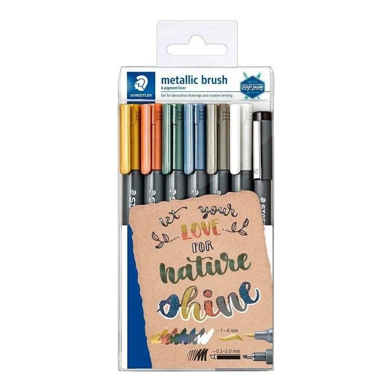 Astuccio Staedtler Design Journey con 6 pennarelli metallici a punta pennello