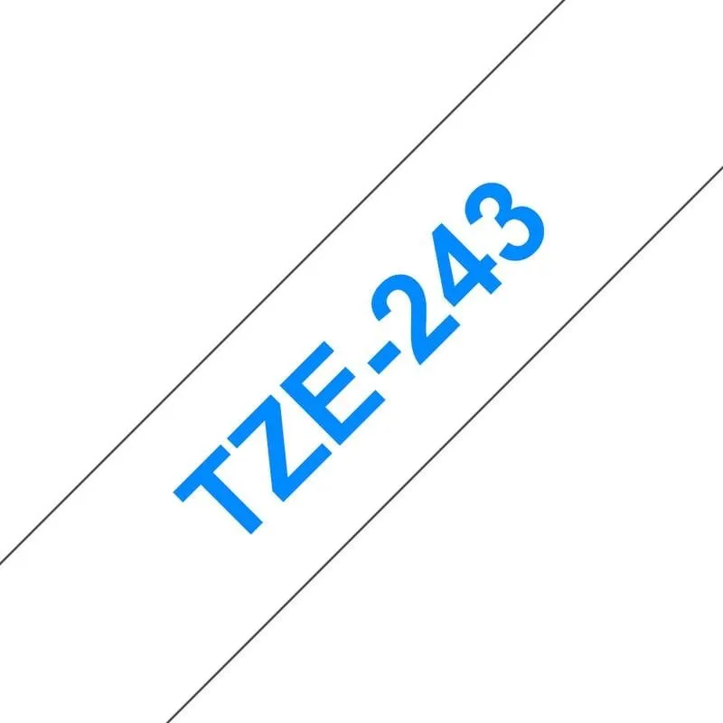 Nastro Brother TZe-243 blu su bianco 18 mm x 8 m laminato per etichettatrice