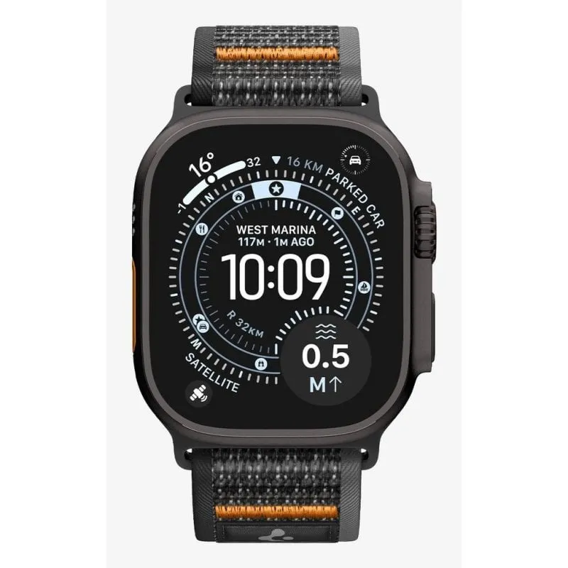 Cinturino Spigen Athlex Air 2 per Apple Watch Ultra 49mm Nero/Arancione Tessuto