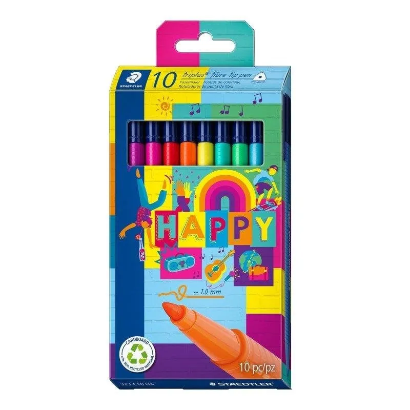 Staedtler Triplus Color - Set di 10 Pennarelli a Punta di Fibra
