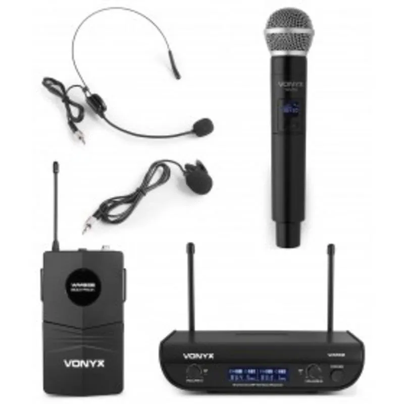 Microfono Vonyx WM82C XLR con ricevitore da cintura e trasmettitore portatile