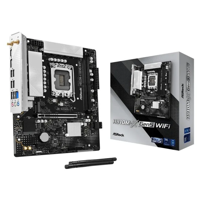 Schede Madri AsRock H810M-X Gen5 Intel H810 LGA1851 DDR5 Micro ATX WiFi 6 2.5GbE M.2 RGB