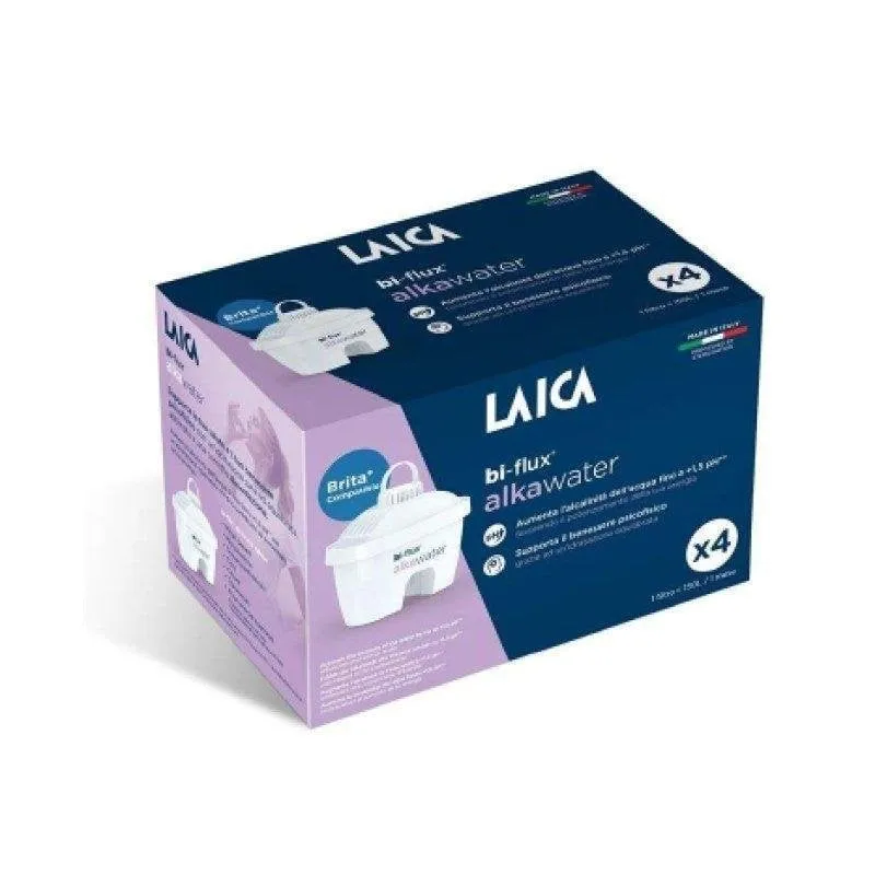 Filtri Bi-flux Alka Water Laica per Acqua Alcalina Compatibili con Brita Pack 4