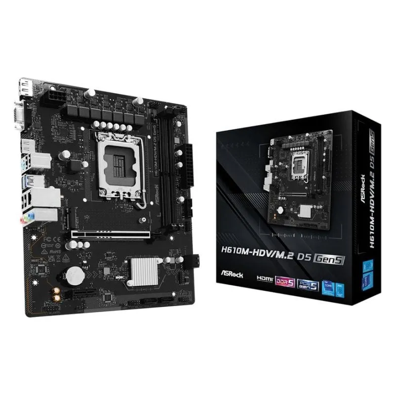 Schede Madri AsRock H610M-HDV/M.2 D5 Intel H610 LGA1700 DDR5 Micro ATX Gigabit