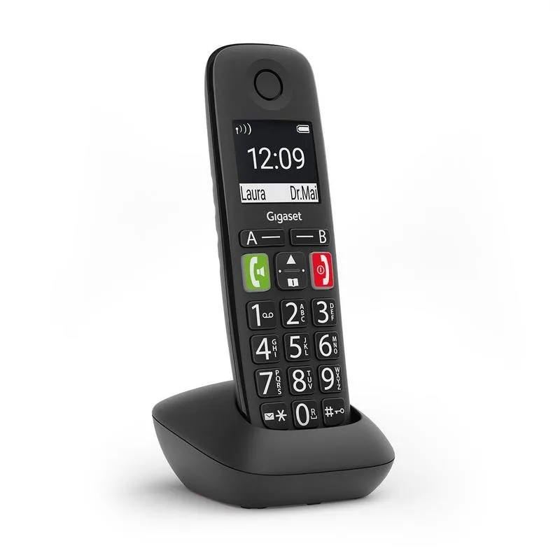 Telefono Gigaset E290HX DECT/Analogo Senza Fili 150 Voci Identificatore Nero