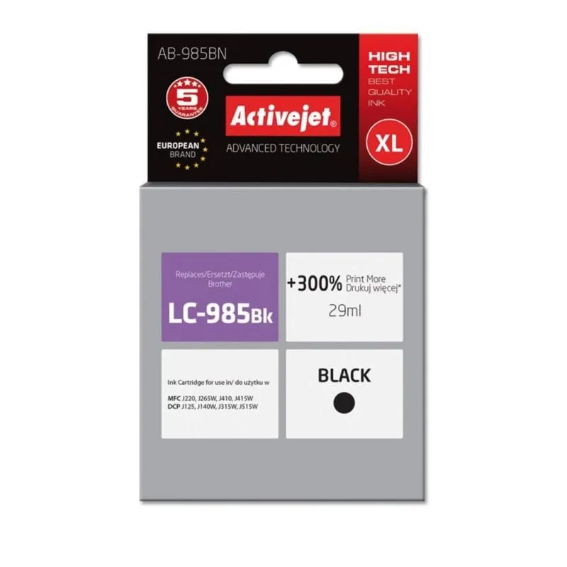 Cartuccia per Inchiostro Activejet AB-985BN Nero Compatibile Brother LC985BK