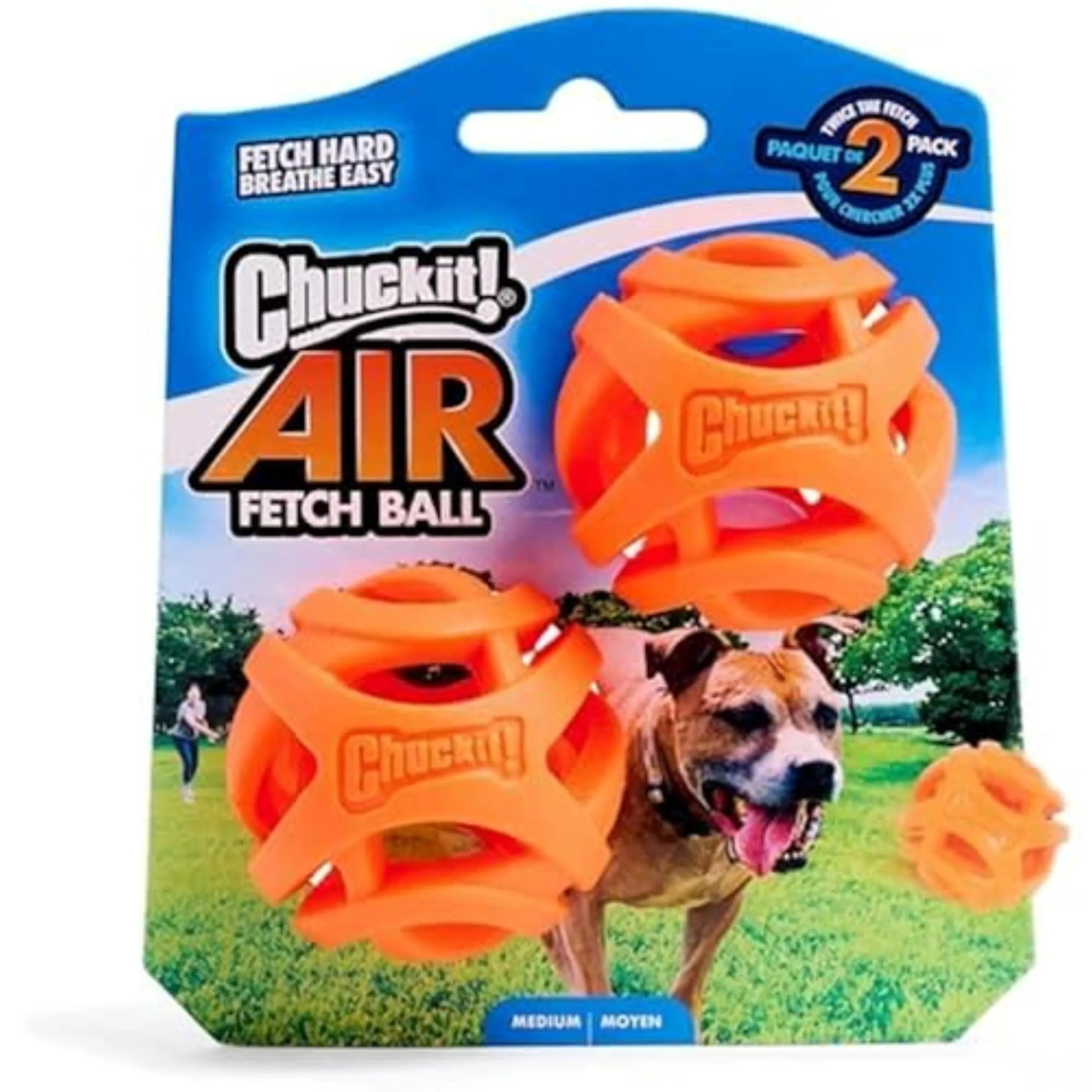 Chuckit Palla Breathe Right Fetch Ball Medium, 2 Palle da Seguire per il Cane, M