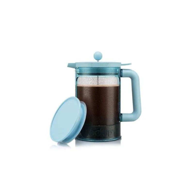 Caffettiera a stantuffo Bodum Bean Set Hot & Cold Brew 1,5 L Blu con coperchio