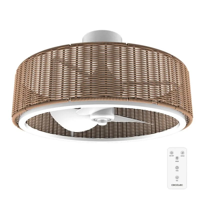 Ventilatore da Soffitto con Luce Cecotec EnergySilence LampAero 324 Camellia 10W 3 Pale 6 Velocità Motore DC Telecomando Timer Funzione Inverno