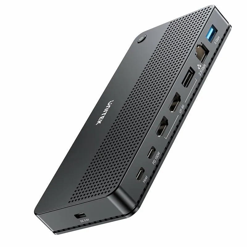 Base per portatili Unitek D1104A01 USB4 100 W Ethernet 2.5G Nero