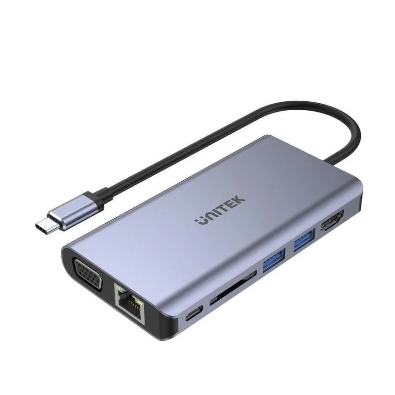 Base per portatili Unitek uHUB O8+ USB-C 100W HDMI VGA Ethernet