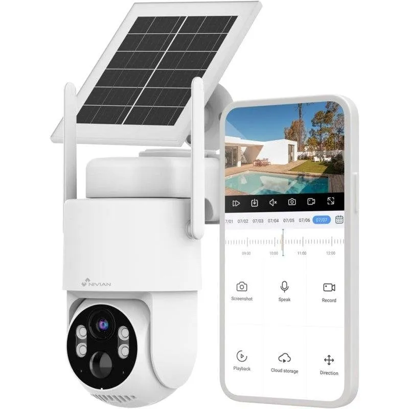 Videocamere di sorveglianza NIVIAN 2K Visione Notturna Esterna Rilevamento IA Audio Bidirezionale