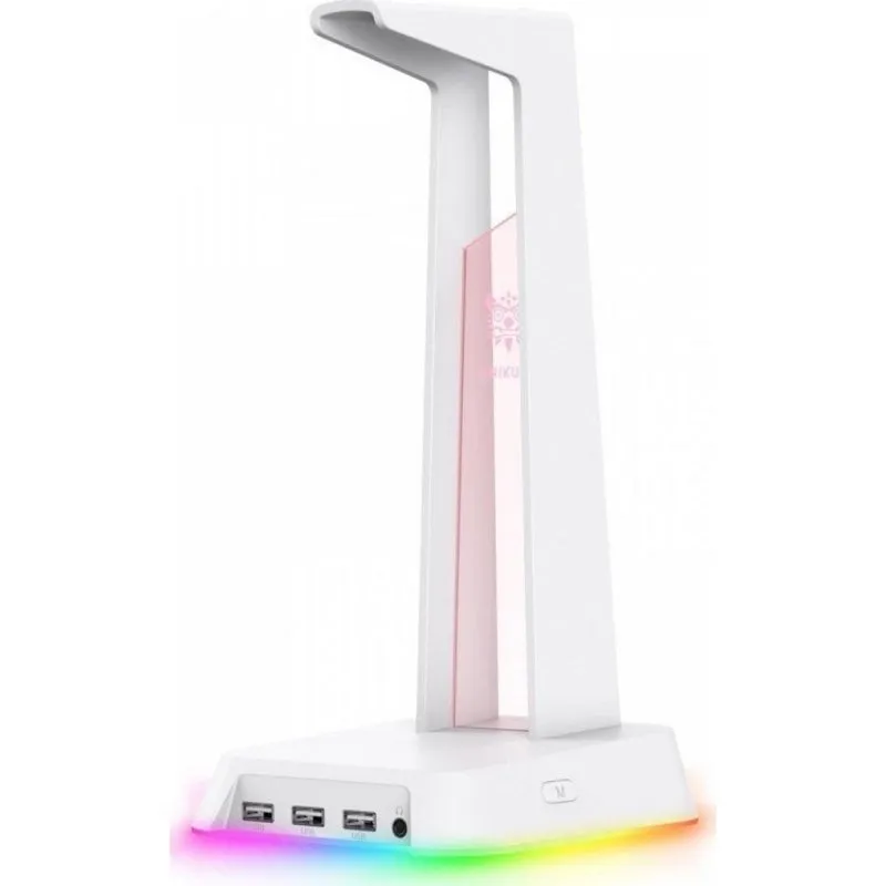 Supporto per cuffie Onikuma ST2 RGB bianco con 3 porte USB