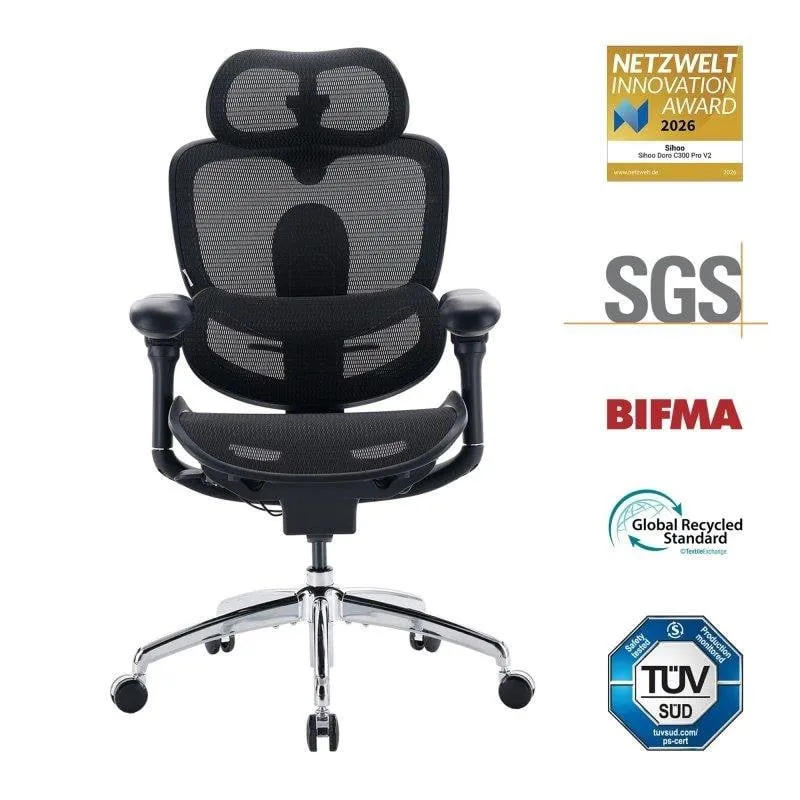 Sedia da Ufficio Ergonomica Sihoo Doro C300 Pro V2 con Braccioli 8D e Rete Traspirante