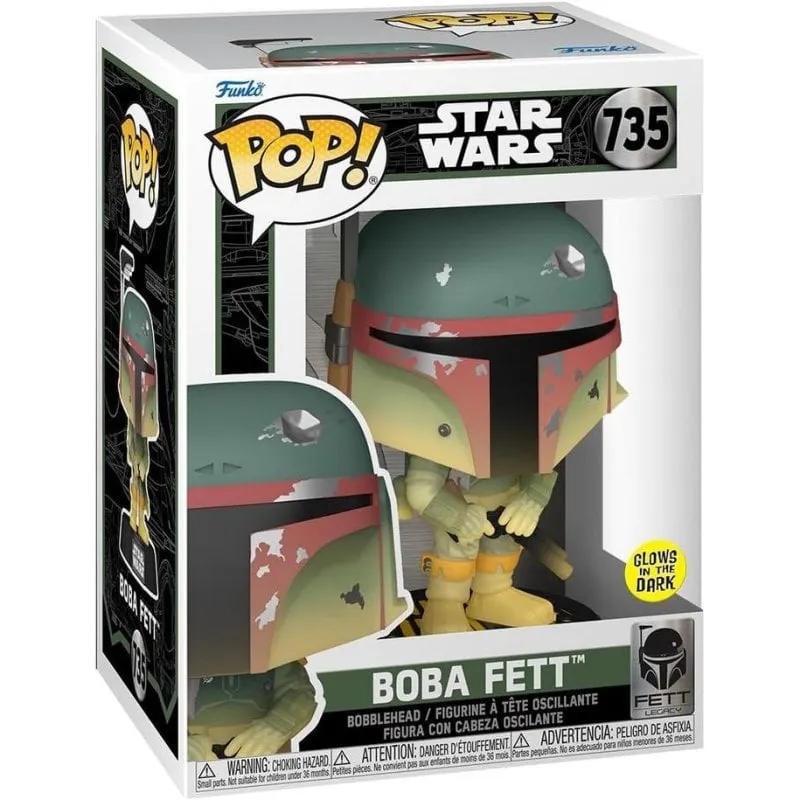 Figura in Vinile Funko Pop! Star Wars Boba Fett Brilla al Buio