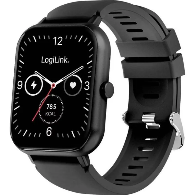 LogiLink Edge Bluetooth 1,83" LCD Nero Silicone Resistente Acqua IP68 SOS