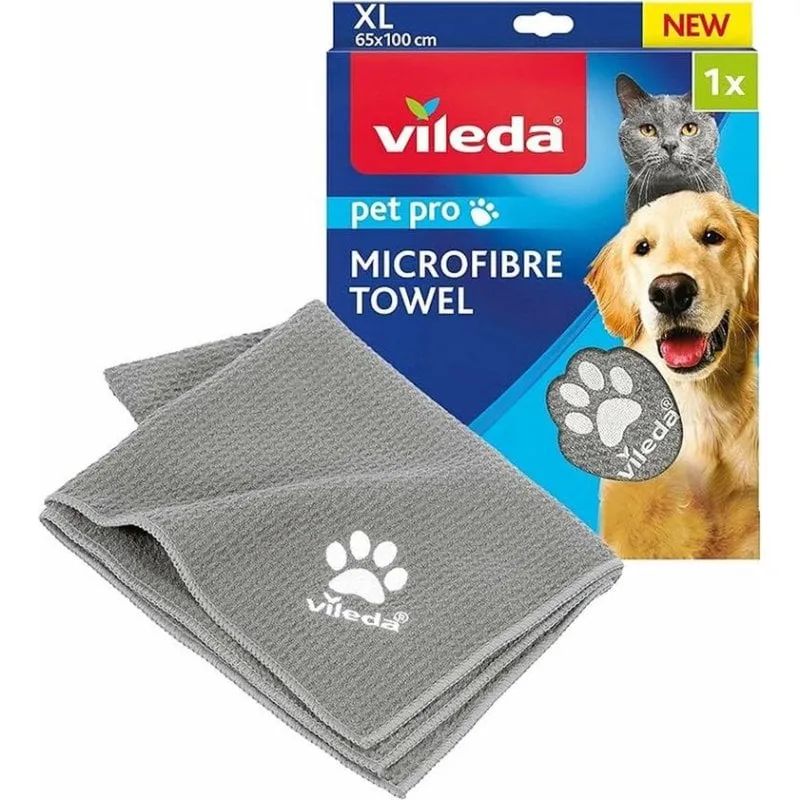 Asciugamano per animali domestici Vileda XL Microfibra Grigio 650 x 1000 mm