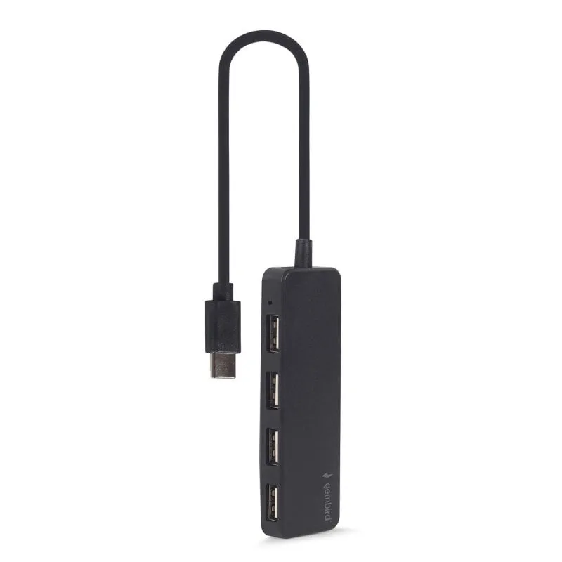 Hub Gembird 4 porte USB 2.0 0,3 m cavo Tipo-C integrato UHB-CM-U2P4-01