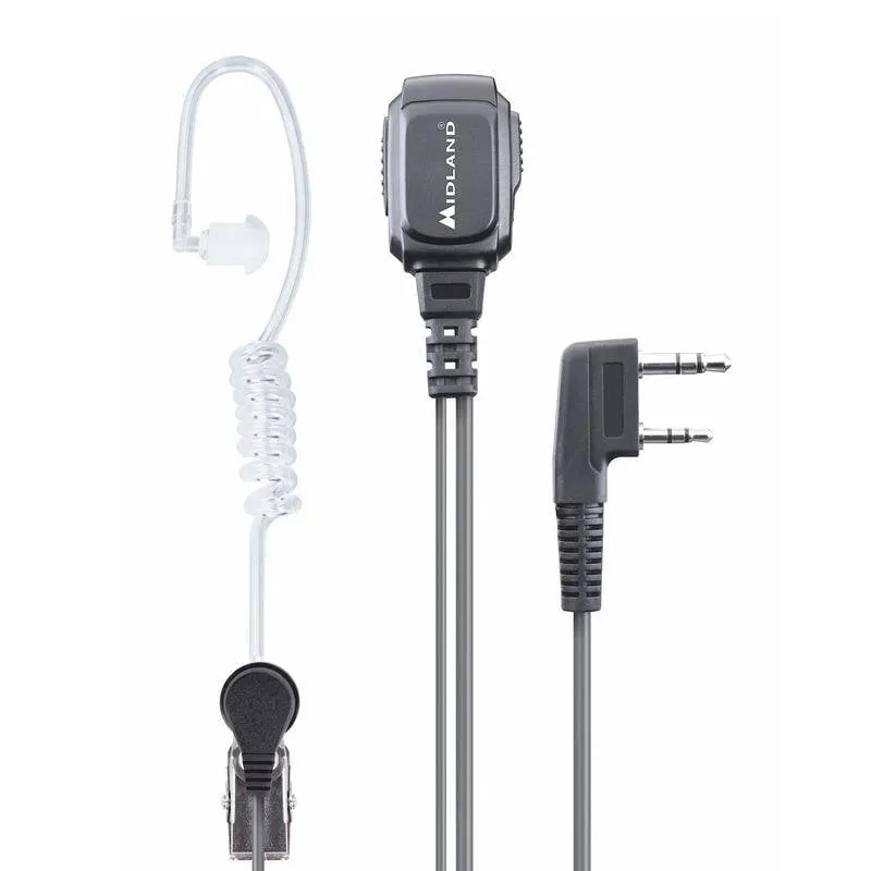 Auricolari Midland MA 31LK Pro con cavo, jack 3,5 mm, intrauricolari neri e trasparenti