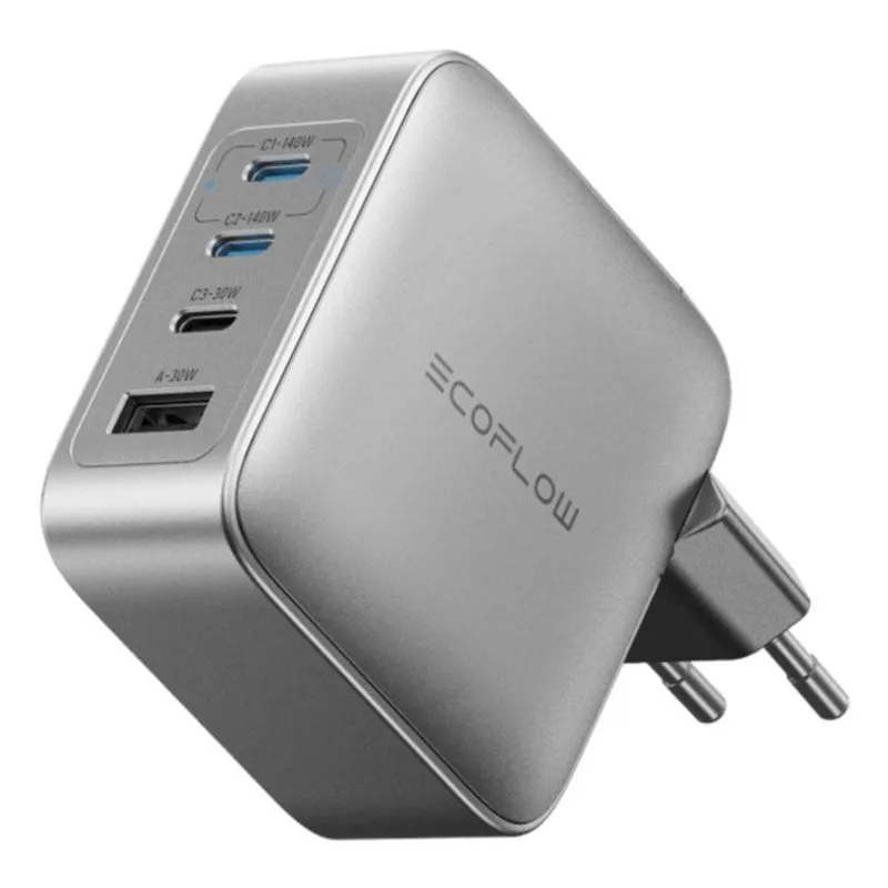 Caricatore EcoFlow RAPID Pro 140W USB-C USB-A GaN Argento