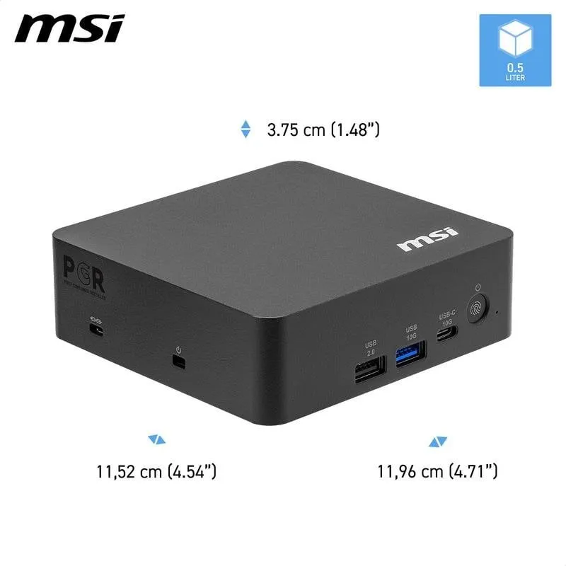Mini PC MSI Cubi NUC AI+ 3MG-004EU Intel Core Ultra 5 322/16GB/512GB SSD/Intel Graphics Windows 11 Pro Thunderbolt 4 WiFi 7