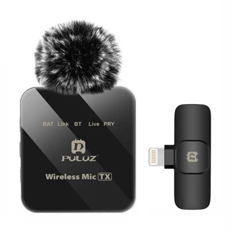 Microfono Puluz PU647B wireless lavalier con connessione Lightning e cancellazione ENC