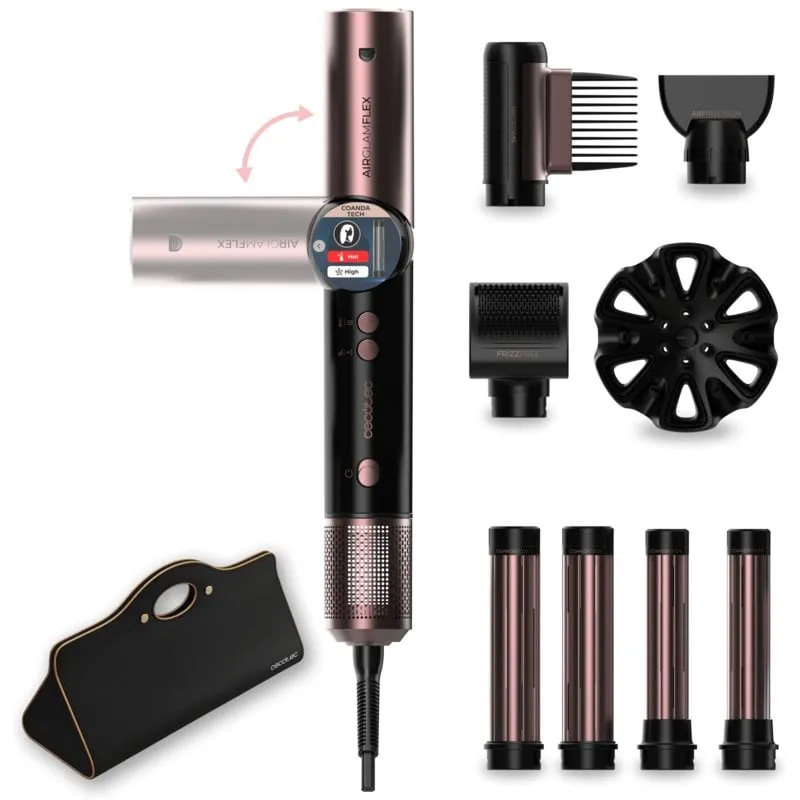 Multistyler Cecotec AirGlisse 8in1 Flex 1400W Ceramica Ionica Coanda 8 Accessori Display Digitale Nero