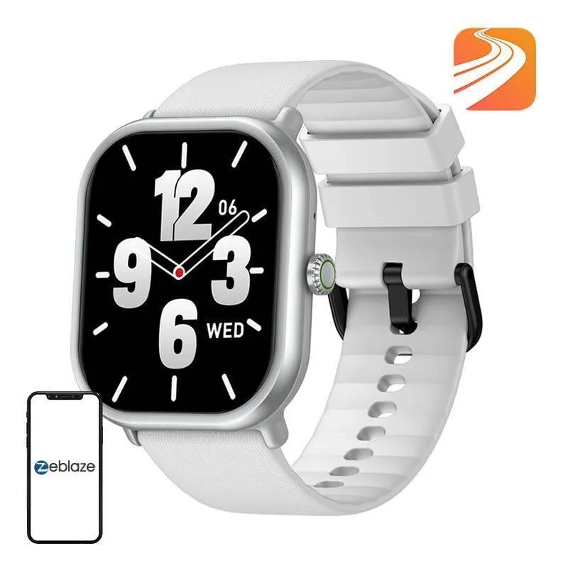 Zeblaze GTS 3 Pro Bluetooth 1,97'' Bianco Cinturino Silicone IP68 SpO2 Cardiofrequenzimetro