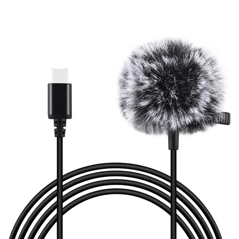 Microfono Puluz PU425 USB-C omnidirezionale con clip e cavo 1,5 m