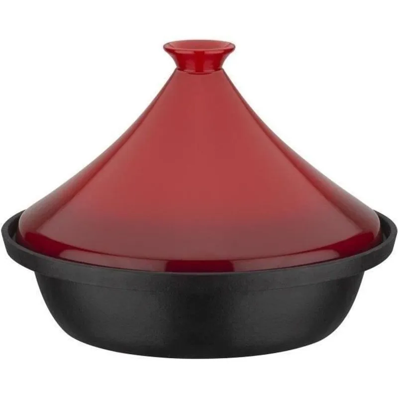 Tajine GSW 30x22 cm Ghisa Coperchio Ceramica Induzione Forno 2L Rosso