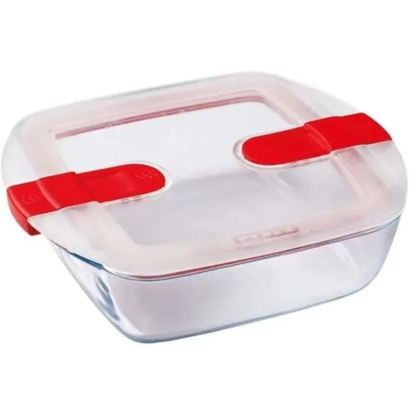 Pirofila Pyrex Cook & Heat Quadrata 1L Vetro Borosilicato Coperchio Ermetico Microonde