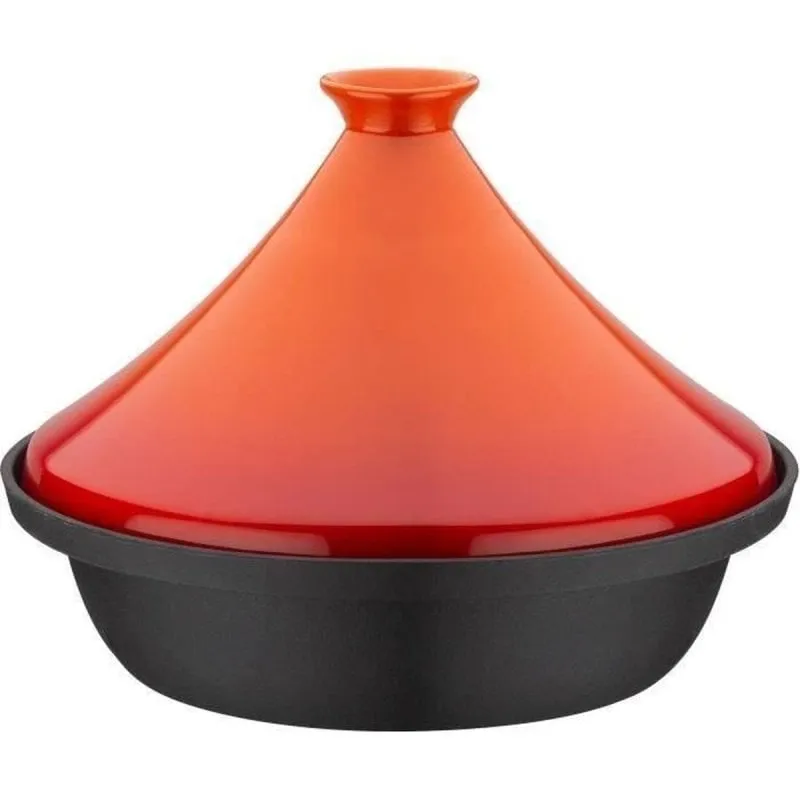 Tajine GSW 30x22 cm Ghisa 2L Coperchio Ceramica Arancione Induzione Forno
