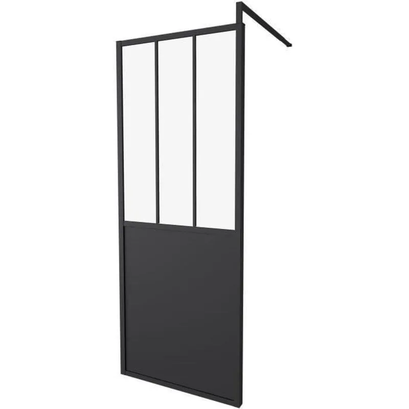 Pannello Doccia Fisso Gelco Industriale 80x200 cm Nero Vetro 5 mm