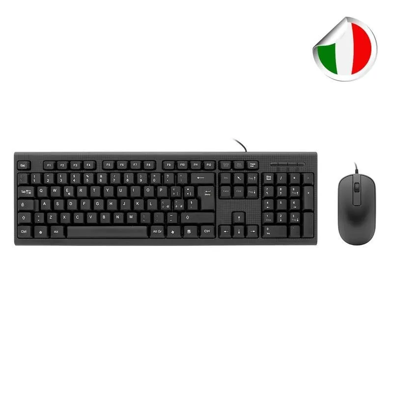Tastiera CoolBox Italiana a membrana con mouse ottico USB 1000 DPI resistente