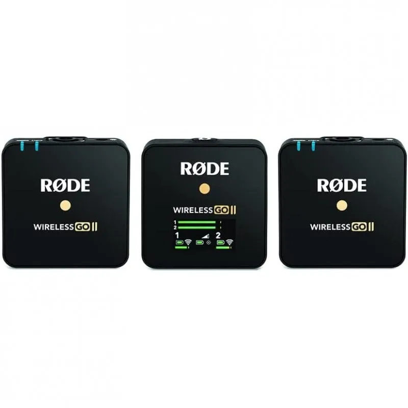 Rode Wireless Go II Sistema microfonico wireless a due canali con doppio trasmettitore e microfono incorporato