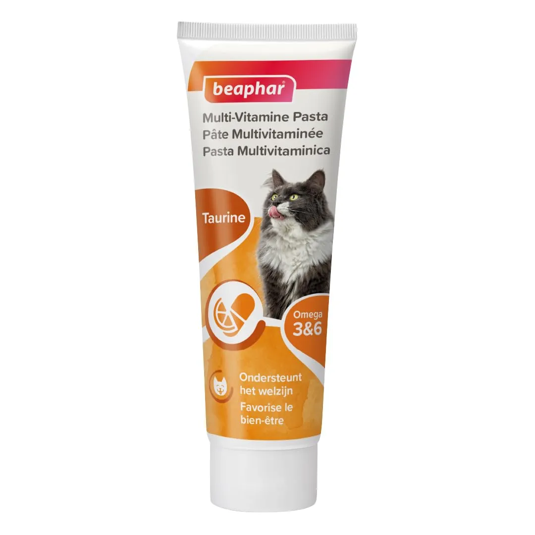 Beaphar, Pasta Multivitaminica per Gatti, Snack Quotidiano Gustoso Ricco di Vitamine e Minerali, Supporta la Salute di Cuore e Vista, Migliora la Brillantezza del Pelo, Tubetto 100 g