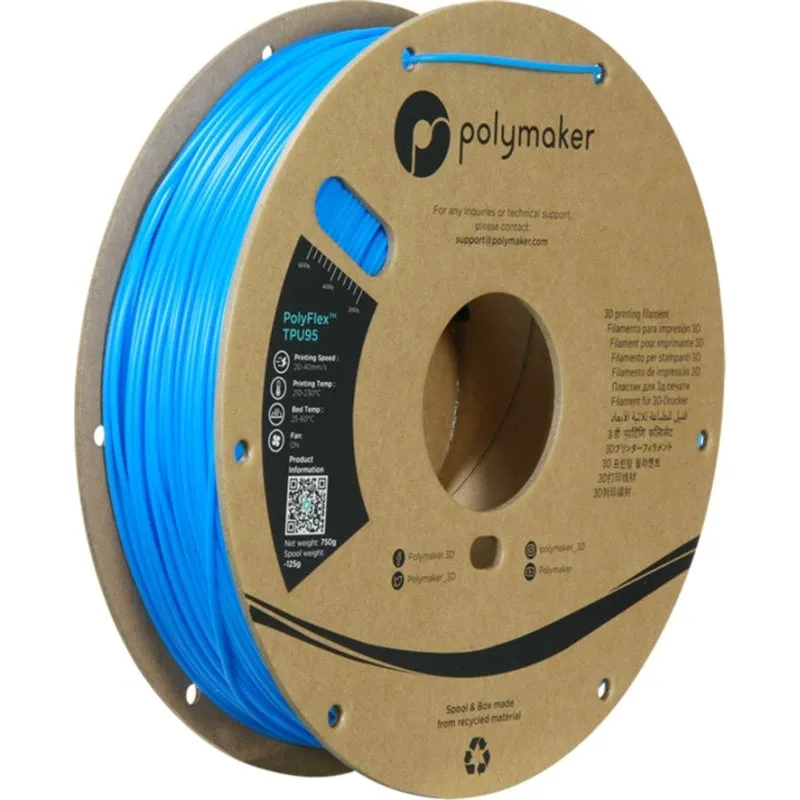 Filamento TPU Polymaker PolyFlex PD01005 Blu 1,75 mm Flessibile Facile Stampa